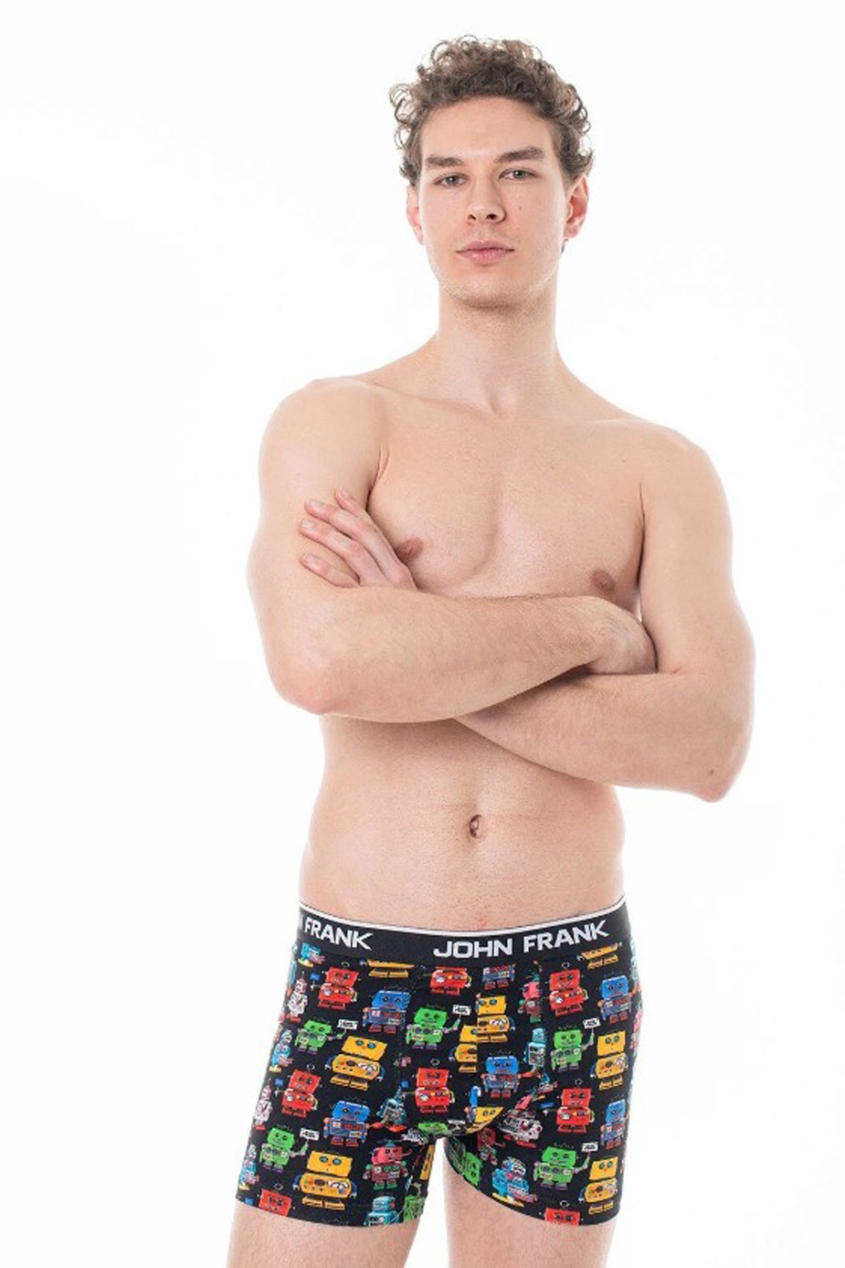 John Frank Dijital Baskılı Erkek Boxer JFBD285-ROBOTIC Siyah