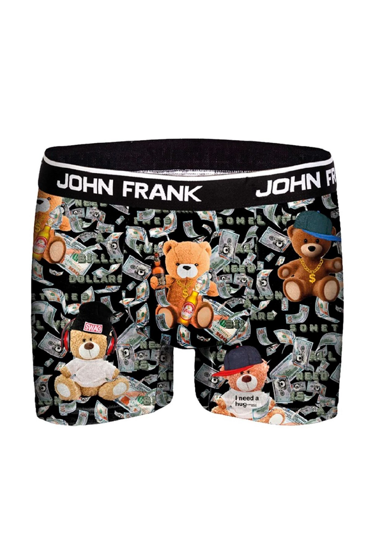 John Frank Dijital Baskılı Erkek Boxer JFBD312-RICH TEDDY Siyah
