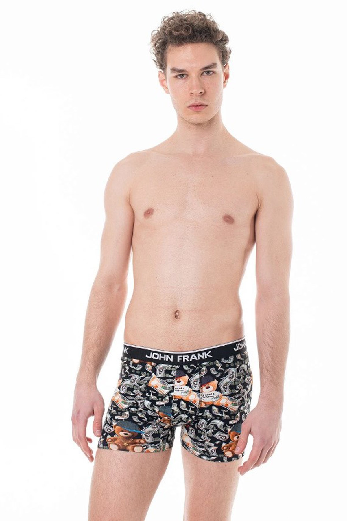 John Frank Dijital Baskılı Erkek Boxer JFBD312-RICH TEDDY Siyah