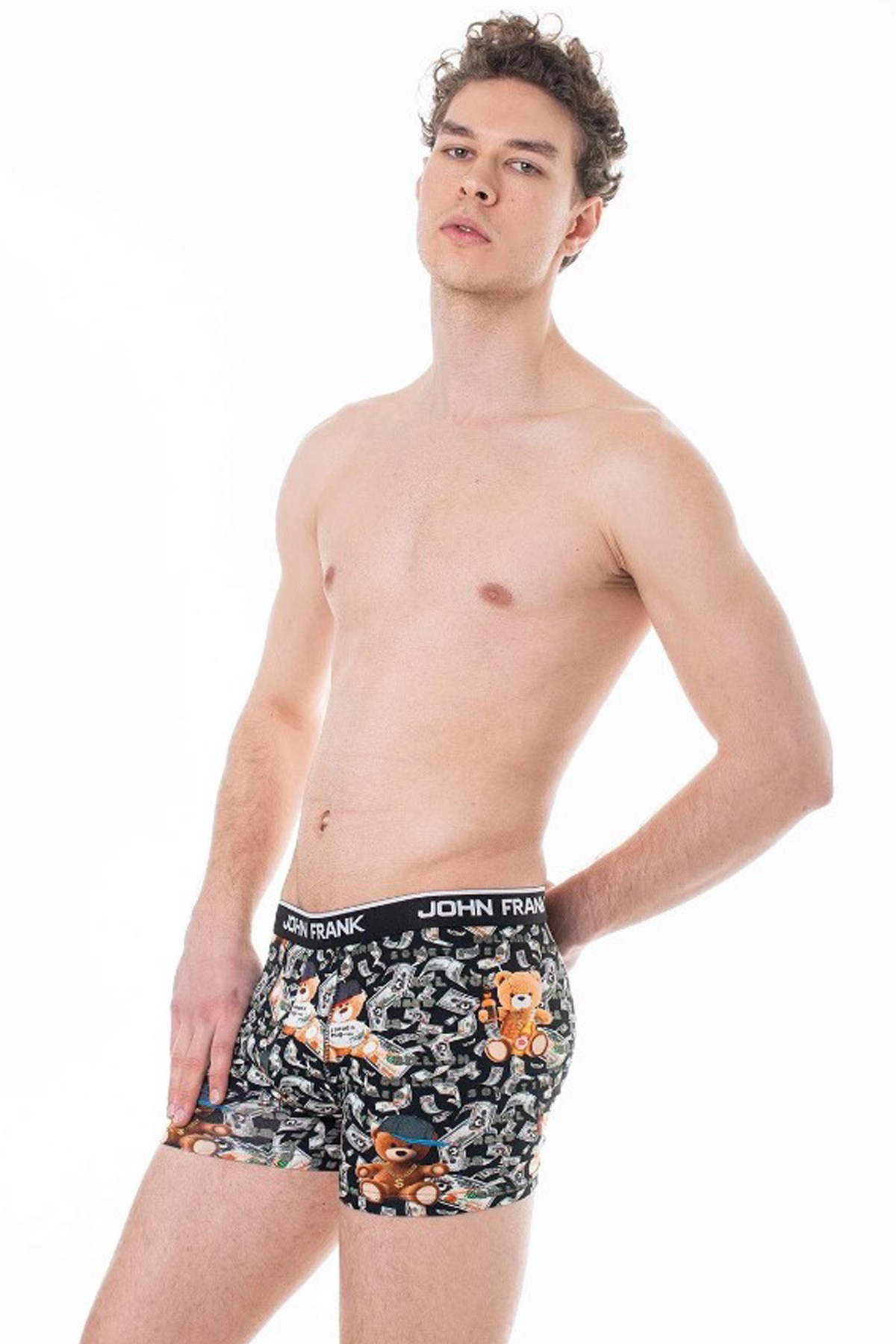John Frank Dijital Baskılı Erkek Boxer JFBD312-RICH TEDDY Siyah