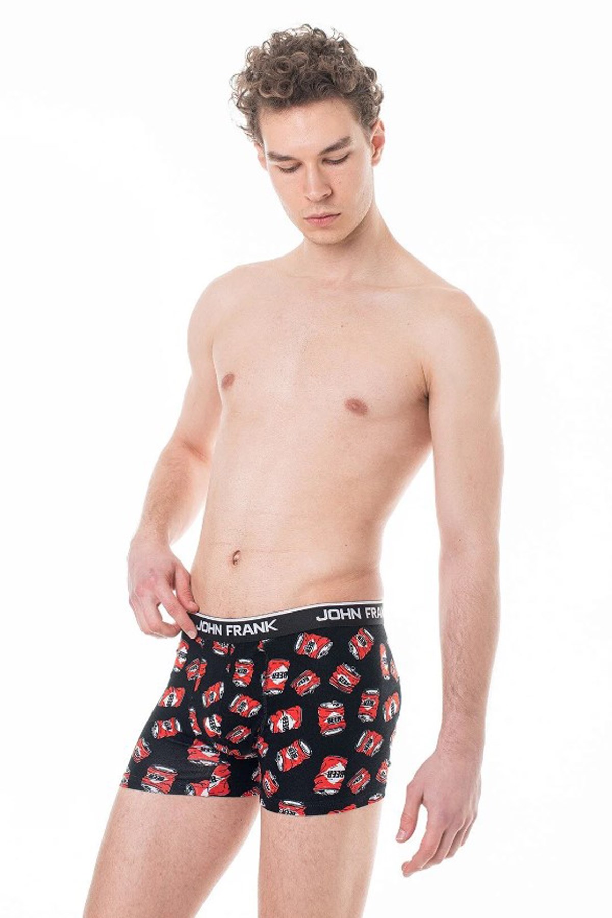 John Frank Dijital Baskılı Erkek Boxer JFBD314-BEER TIN Siyah