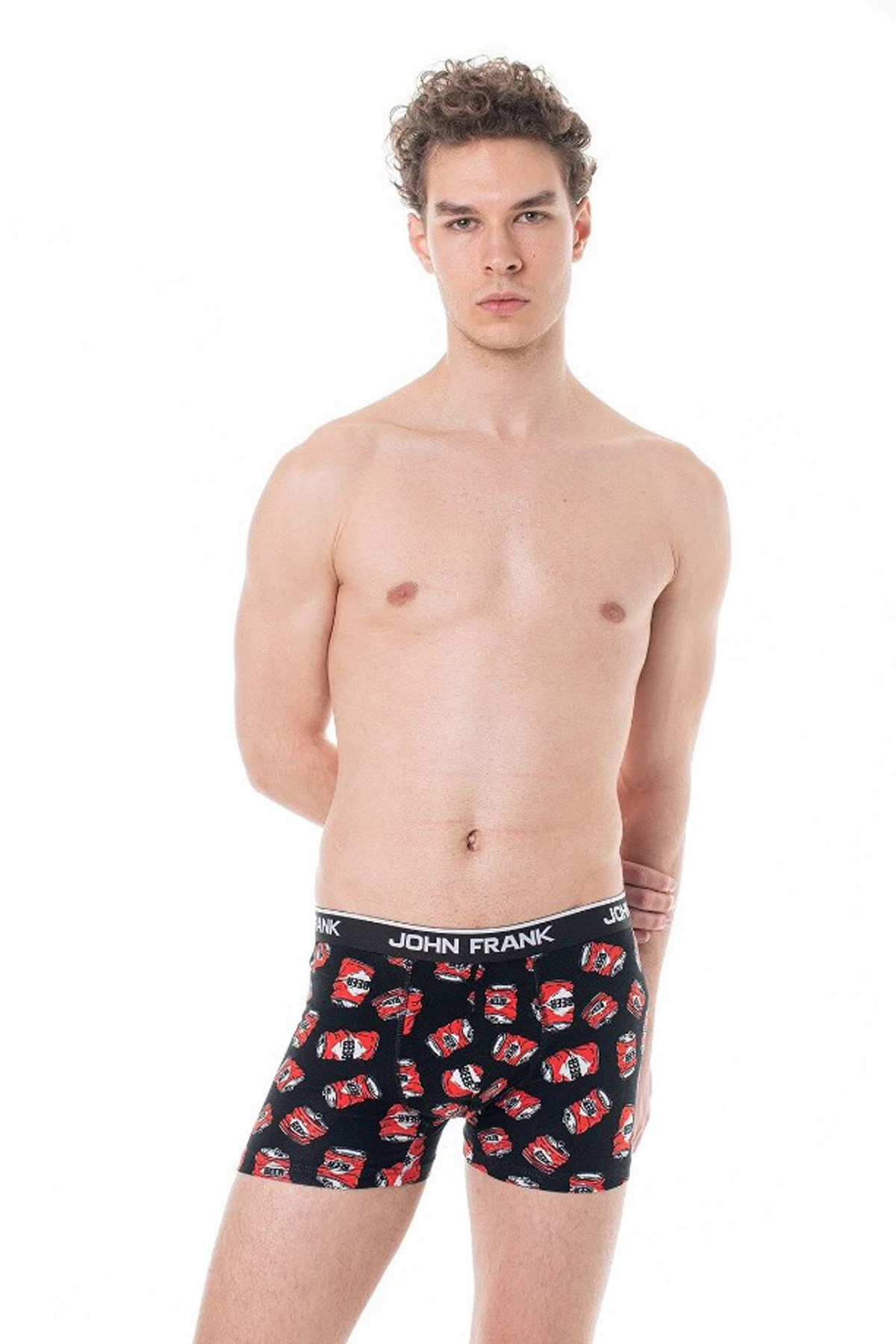 John Frank Dijital Baskılı Erkek Boxer JFBD314-BEER TIN Siyah
