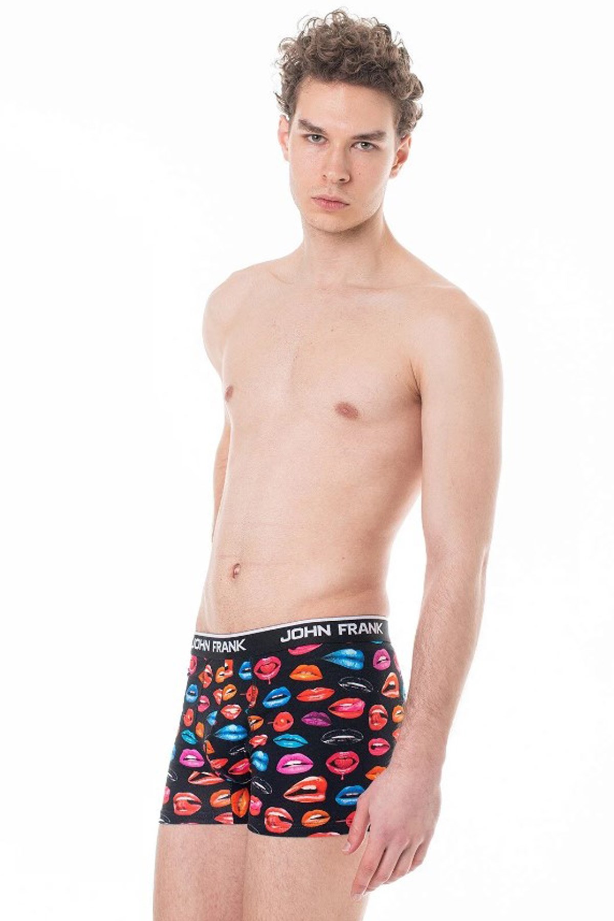 John Frank Dijital Baskılı Erkek Boxer JFBD323-HOT LIPS Siyah
