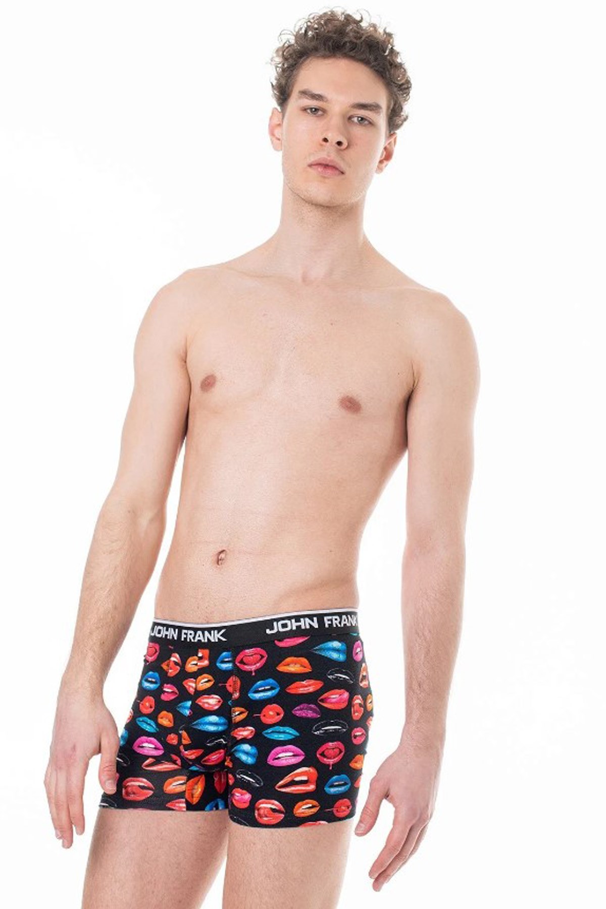 John Frank Dijital Baskılı Erkek Boxer JFBD323-HOT LIPS Siyah