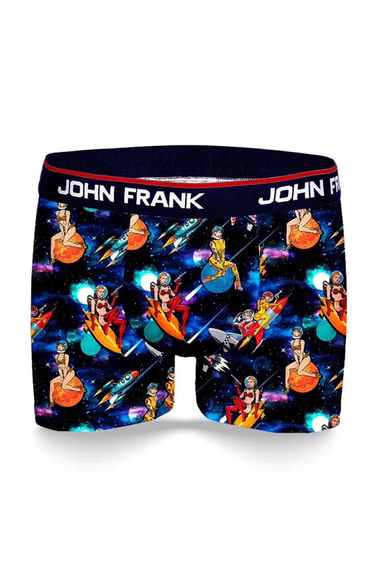 John Frank Dijital Baskılı Erkek Boxer JFBD342-SPACE GIRL Lacivert