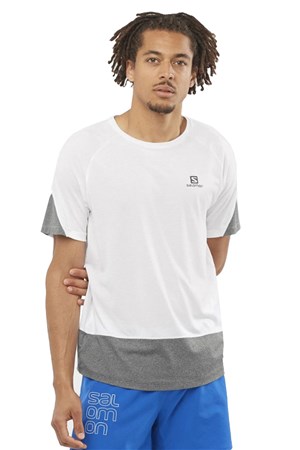 Salomon Cross Run ss Erkek Koşu Tişört Beyaz