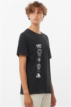 Salomon Logo Combo Kadın Tişört LC2233100 Siyah