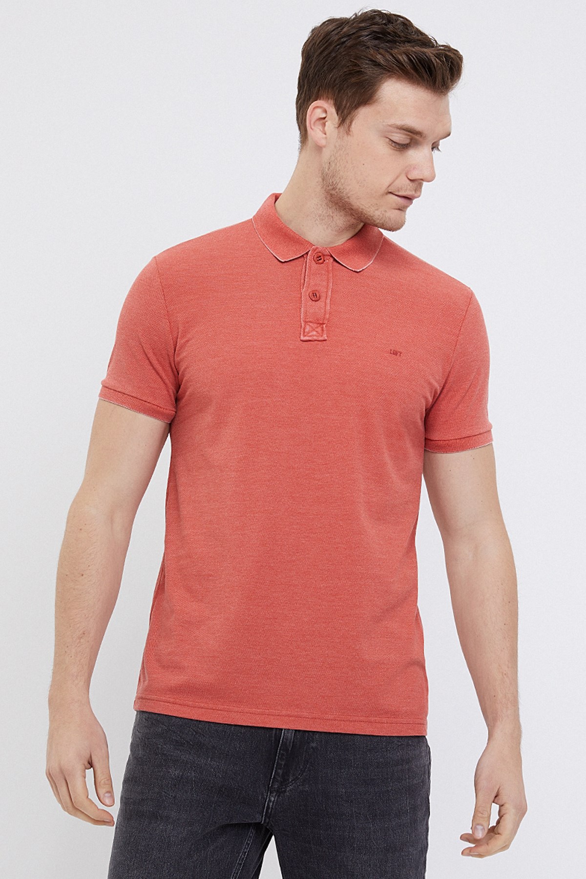 Loft Regular Fit Polo Yaka Erkek Tişört LF2007514 Turuncu
