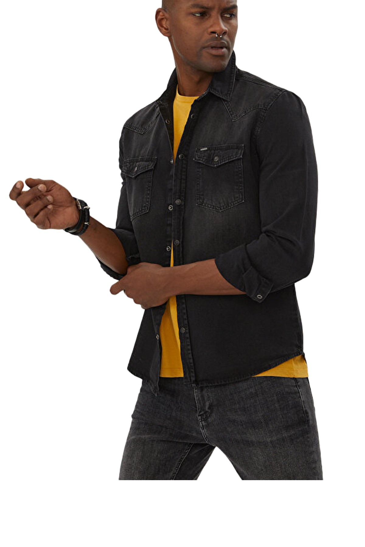 Loft Trevor Wash Erkek Kot Gömlek LF2026123 Siyah