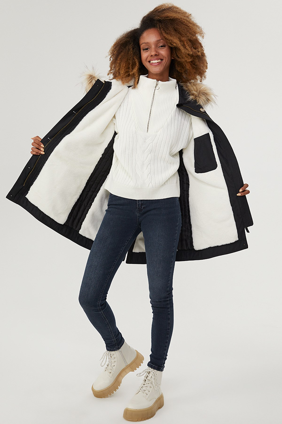 Loft Kadın Kaban LF2027934 Siyah