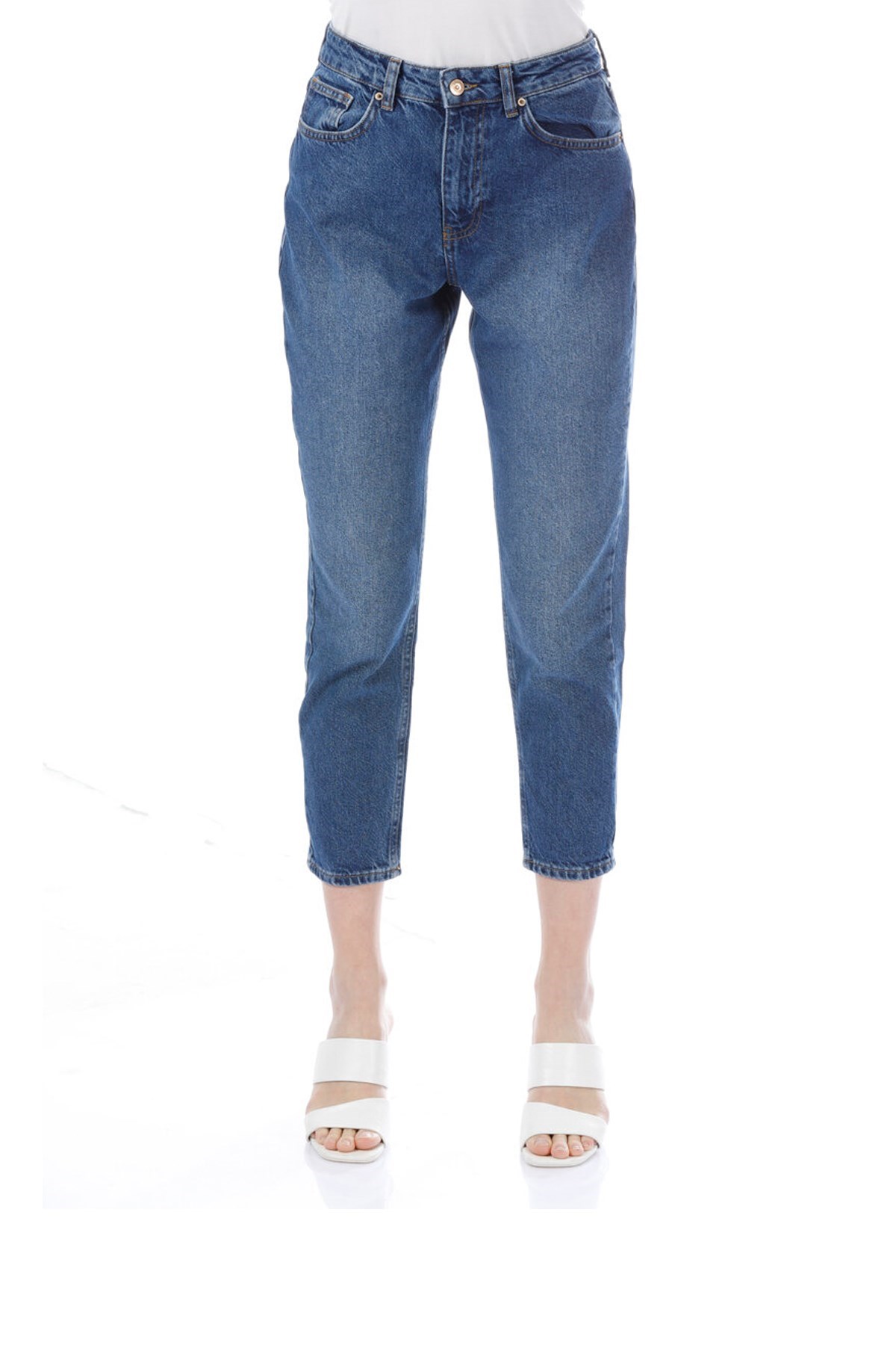 Loft Mom Naggy Mid Wash Kadın Kot Pantolon LF2028113 Mavi