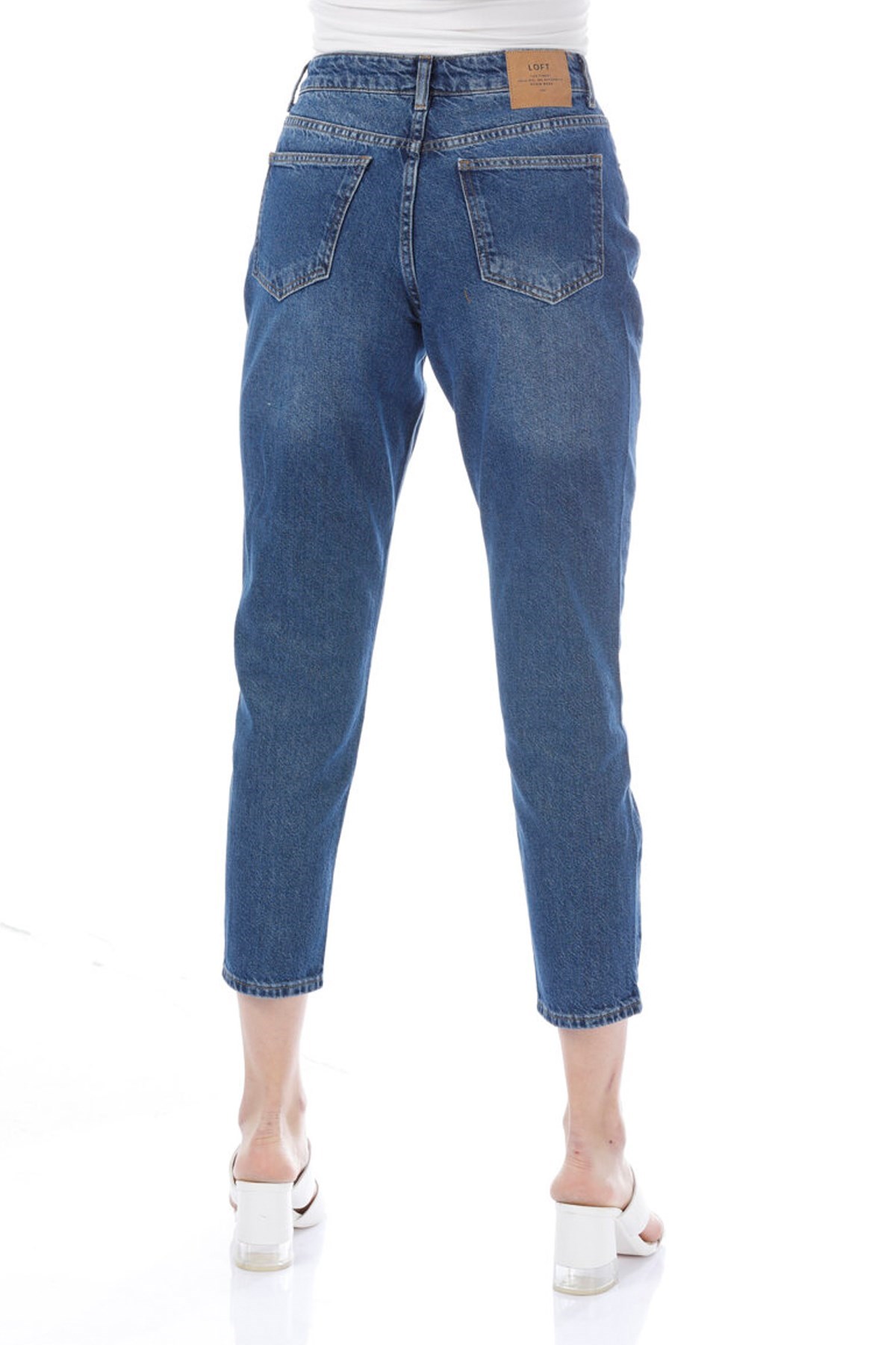 Loft Mom Naggy Mid Wash Kadın Kot Pantolon LF2028113 Mavi