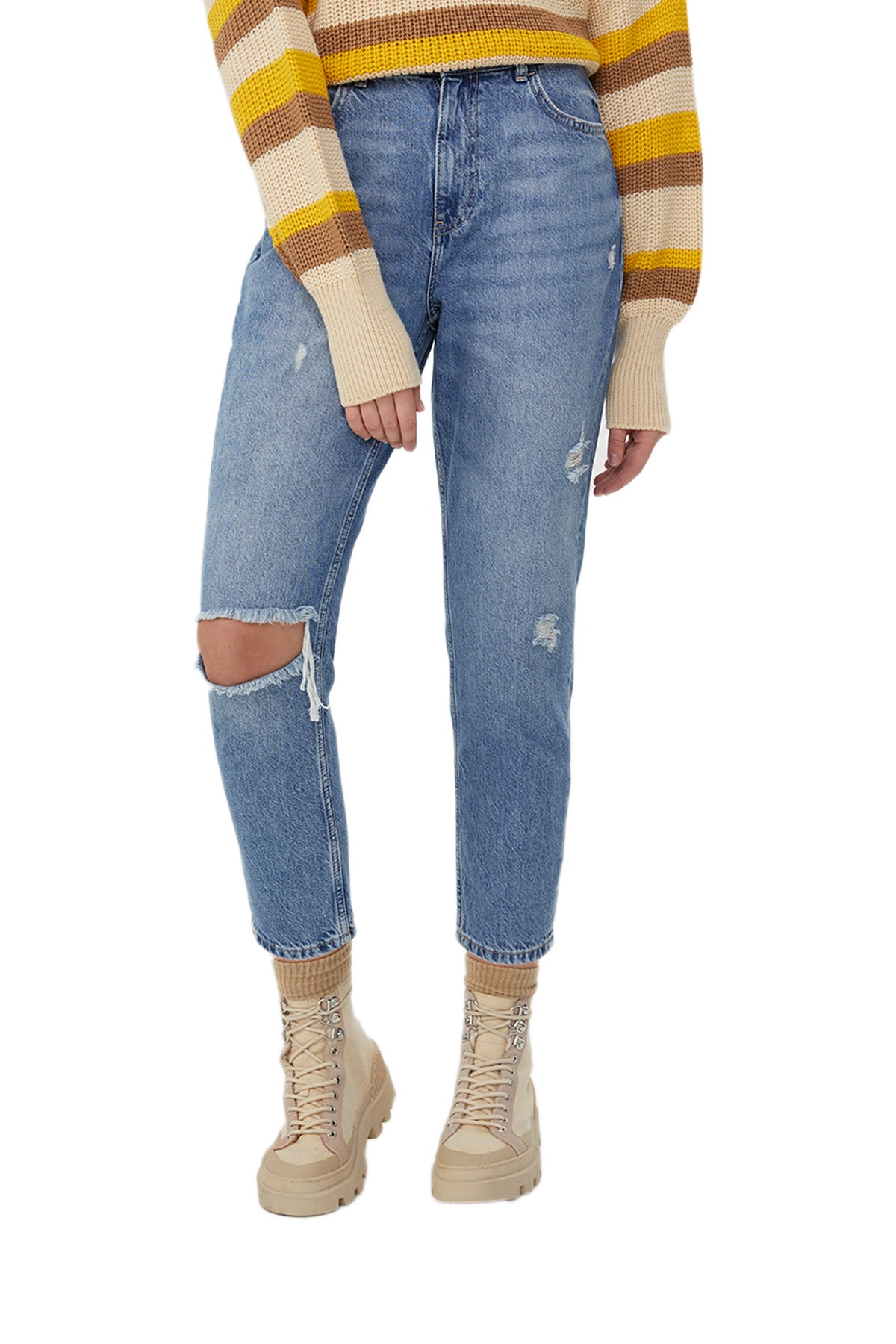 Loft Mom Zora Wash Kadın Kot Pantolon LF2028115 Lacivert
