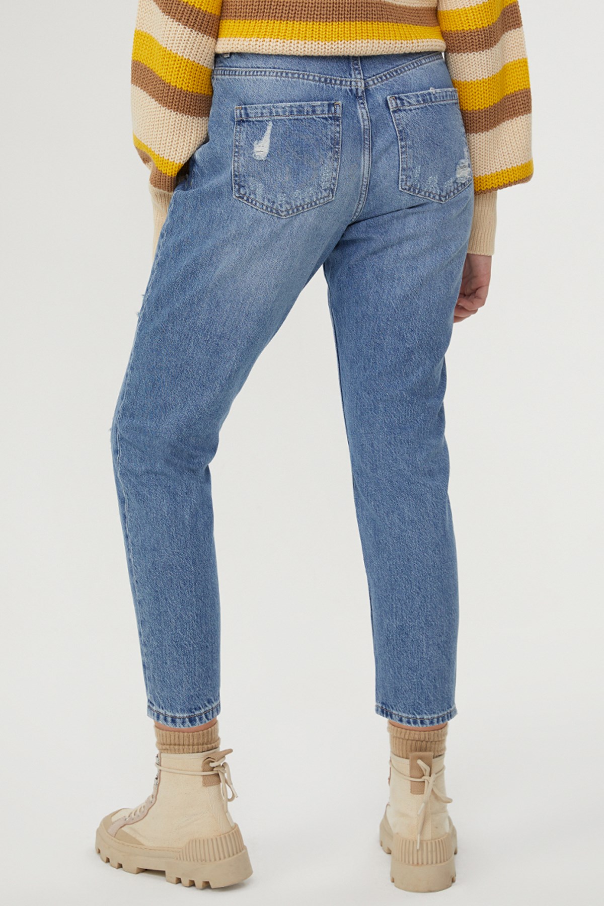 Loft Mom Zora Wash Kadın Kot Pantolon LF2028115 Lacivert