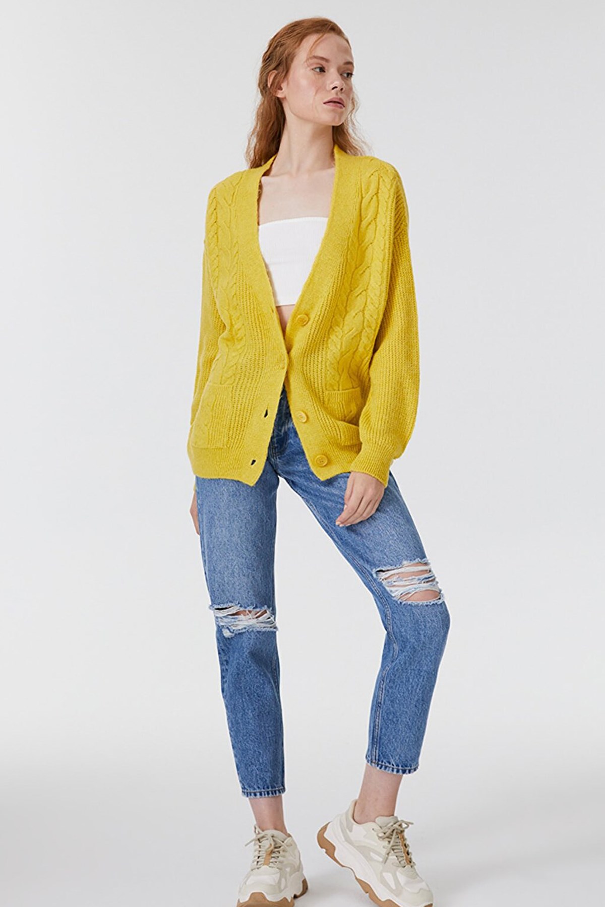 Loft Kadın Hırka LF2031085 Sarı