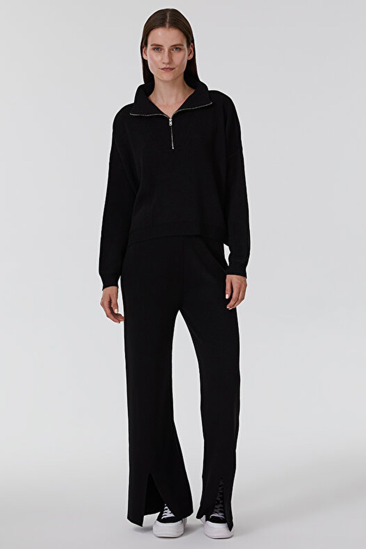 Loft Kadın Fermuarlı Kazak LF2031092 Siyah