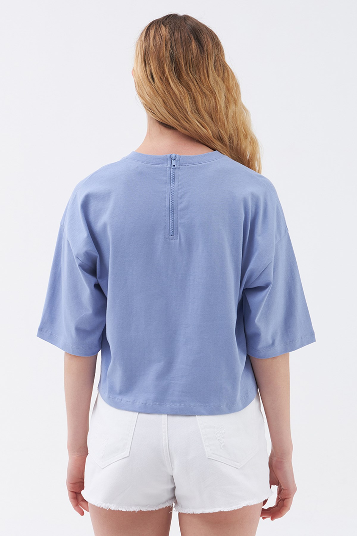 Loft Long Crop Kadın Tişört LF2031396 Mavi