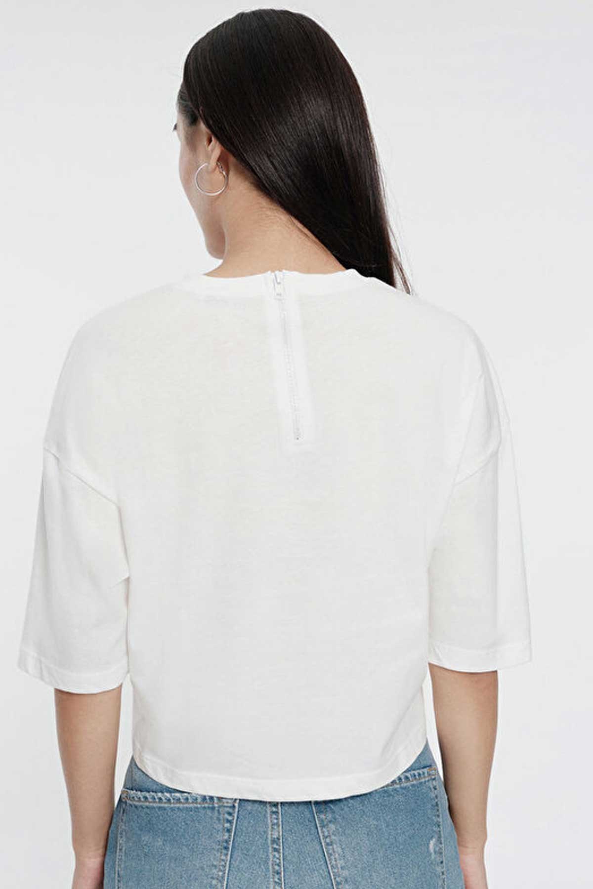 Loft Long Crop Kadın Tişört LF2031396 Beyaz