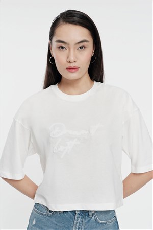 Loft Long Crop Kadın Tişört LF2031396 Beyaz