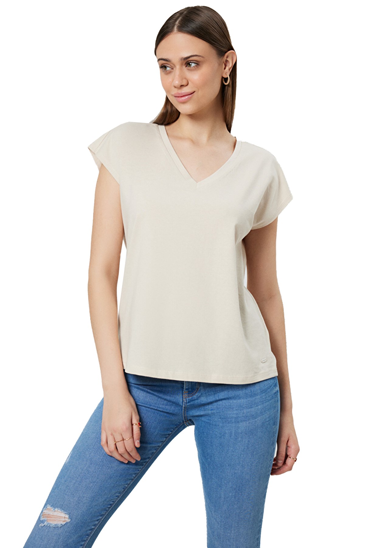 Loft Regular Fit Kadın Tişört LF2031979 Bej