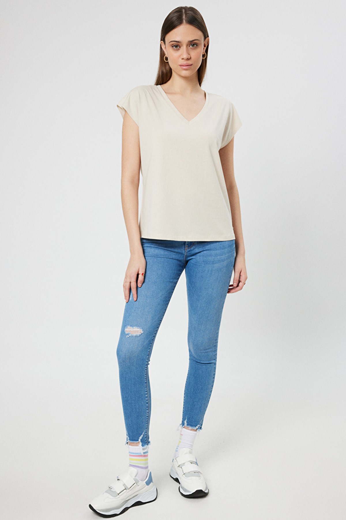 Loft Regular Fit Kadın Tişört LF2031979 Bej