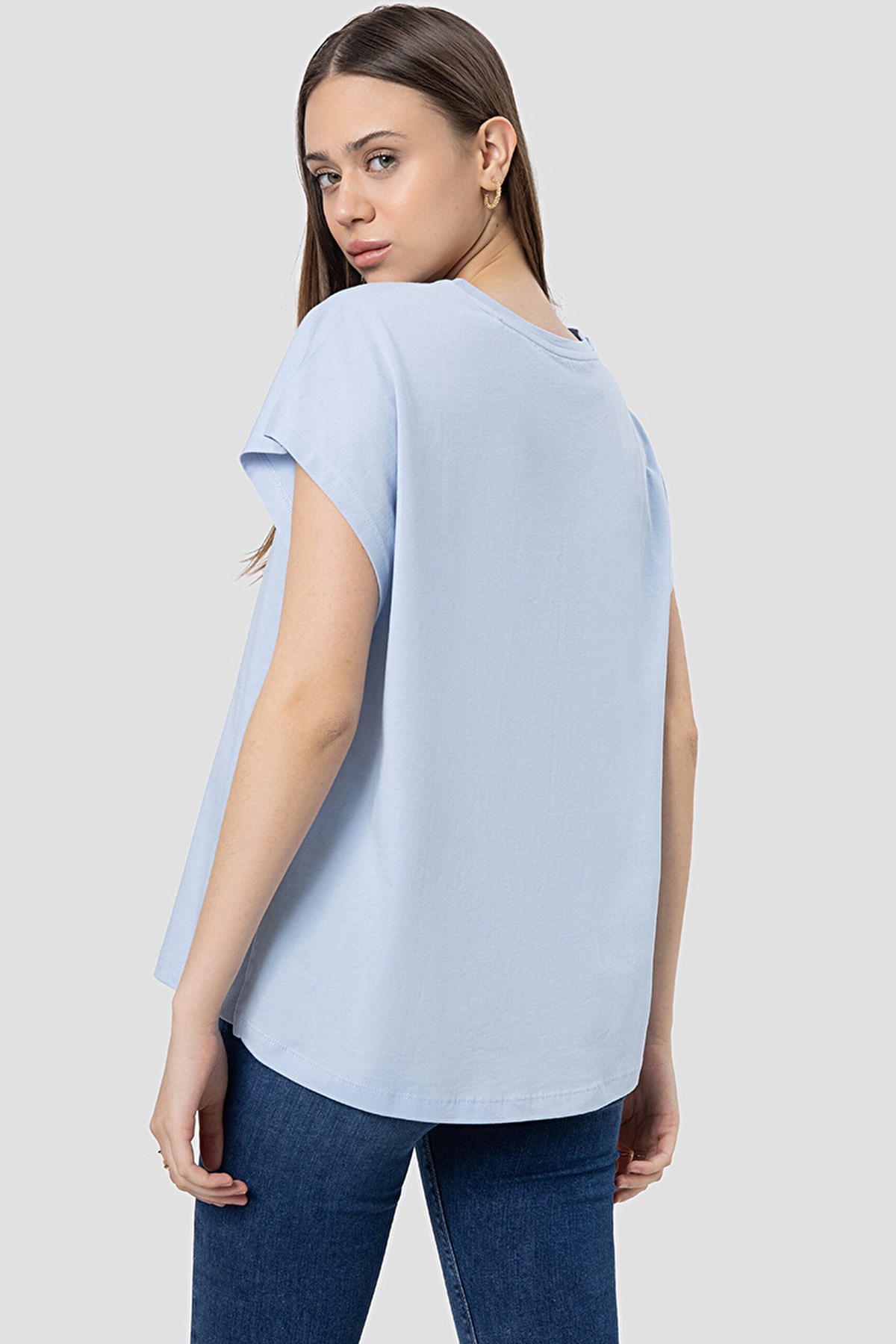 Loft Regular Fit Kadın Tişört LF2031983 Mavi