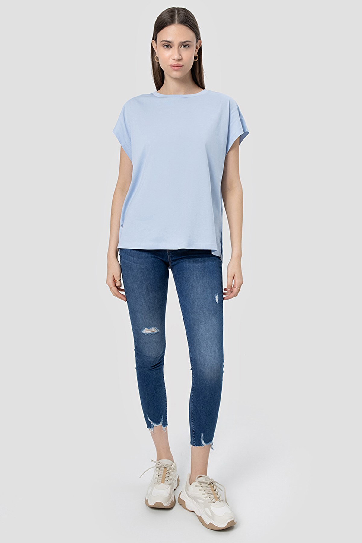 Loft Regular Fit Kadın Tişört LF2031983 Mavi