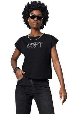Loft Long Crop Kadın Tişört LF2032135 Siyah