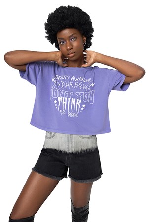 Loft Long Crop Kadın Tişört LF2032396 Mor