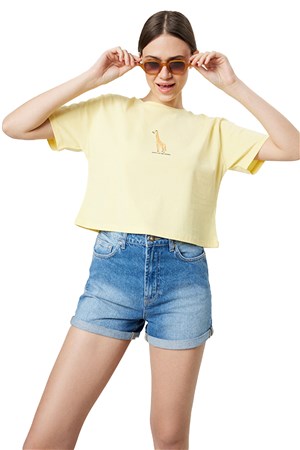 Loft Long Crop Kadın Tişört LF2032404 Sarı