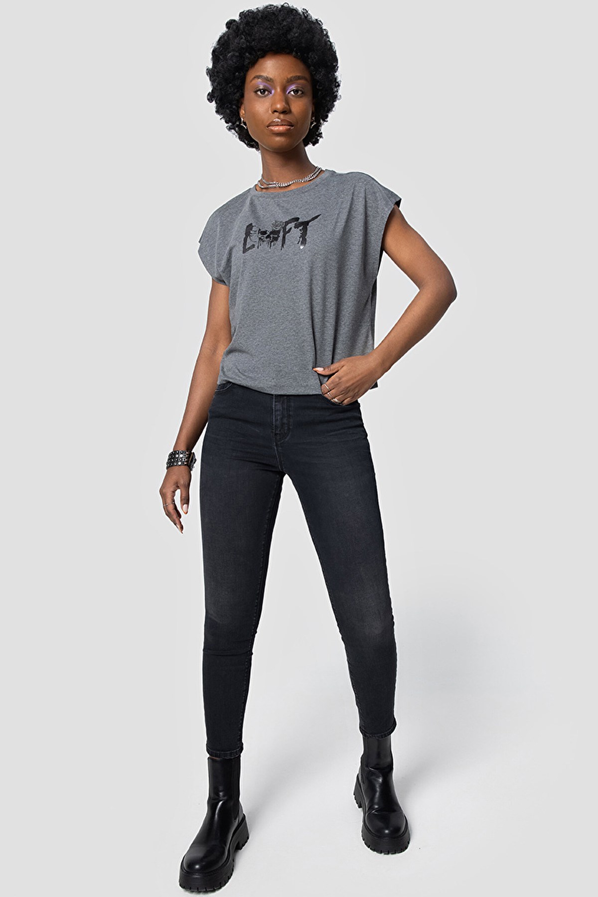 Loft Natalie Skinny Kadın Pantolon LF2032467 Antrasit