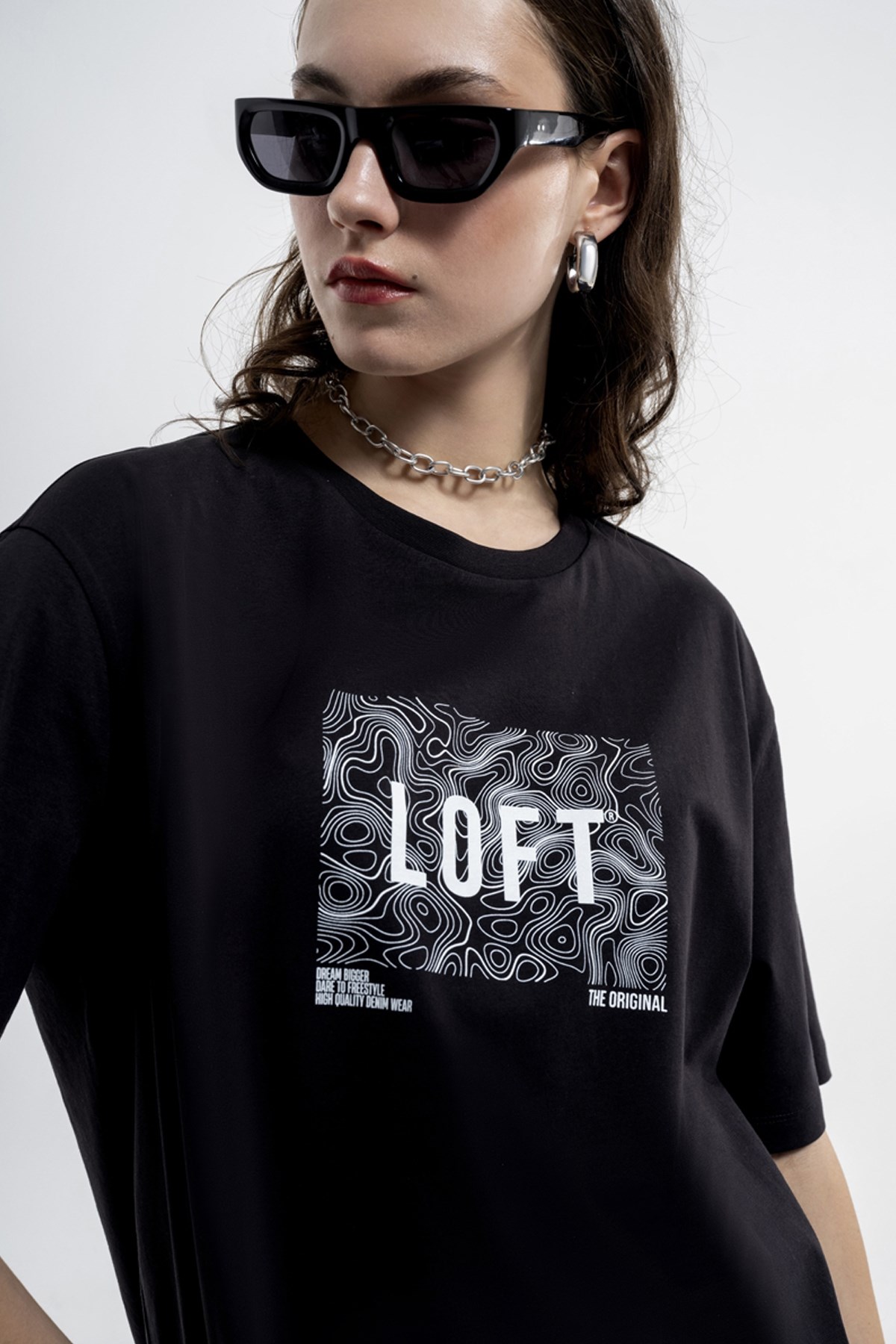 Loft Loose Fit Kadın Tişört LF2033153 Siyah