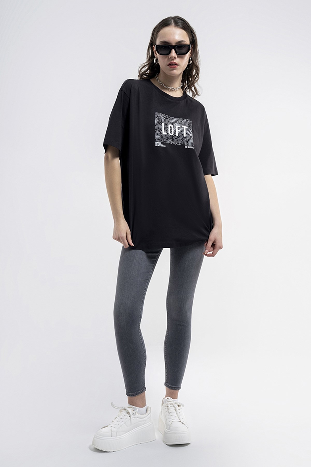 Loft Loose Fit Kadın Tişört LF2033153 Siyah