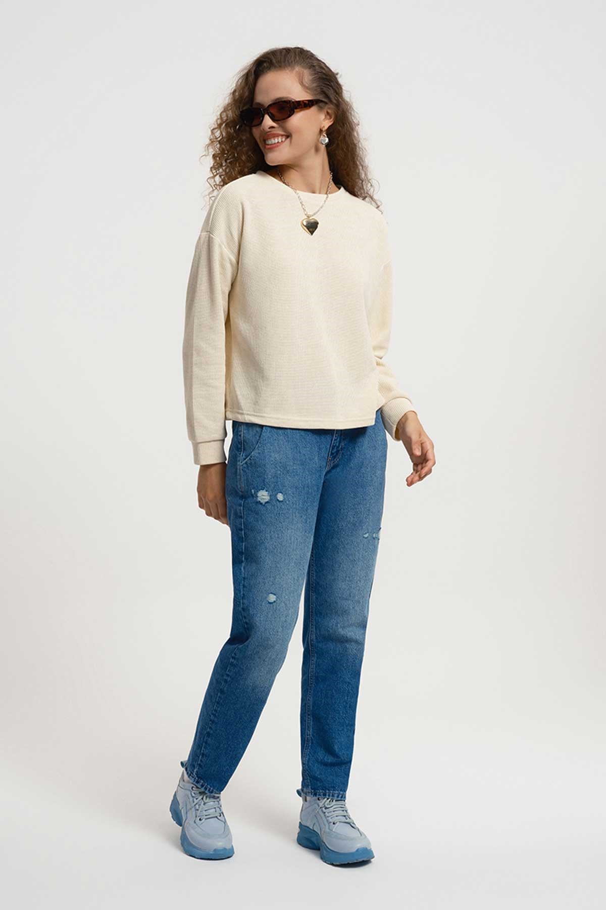 Loft Kadın Sweatshirt LF2033262 Ekru