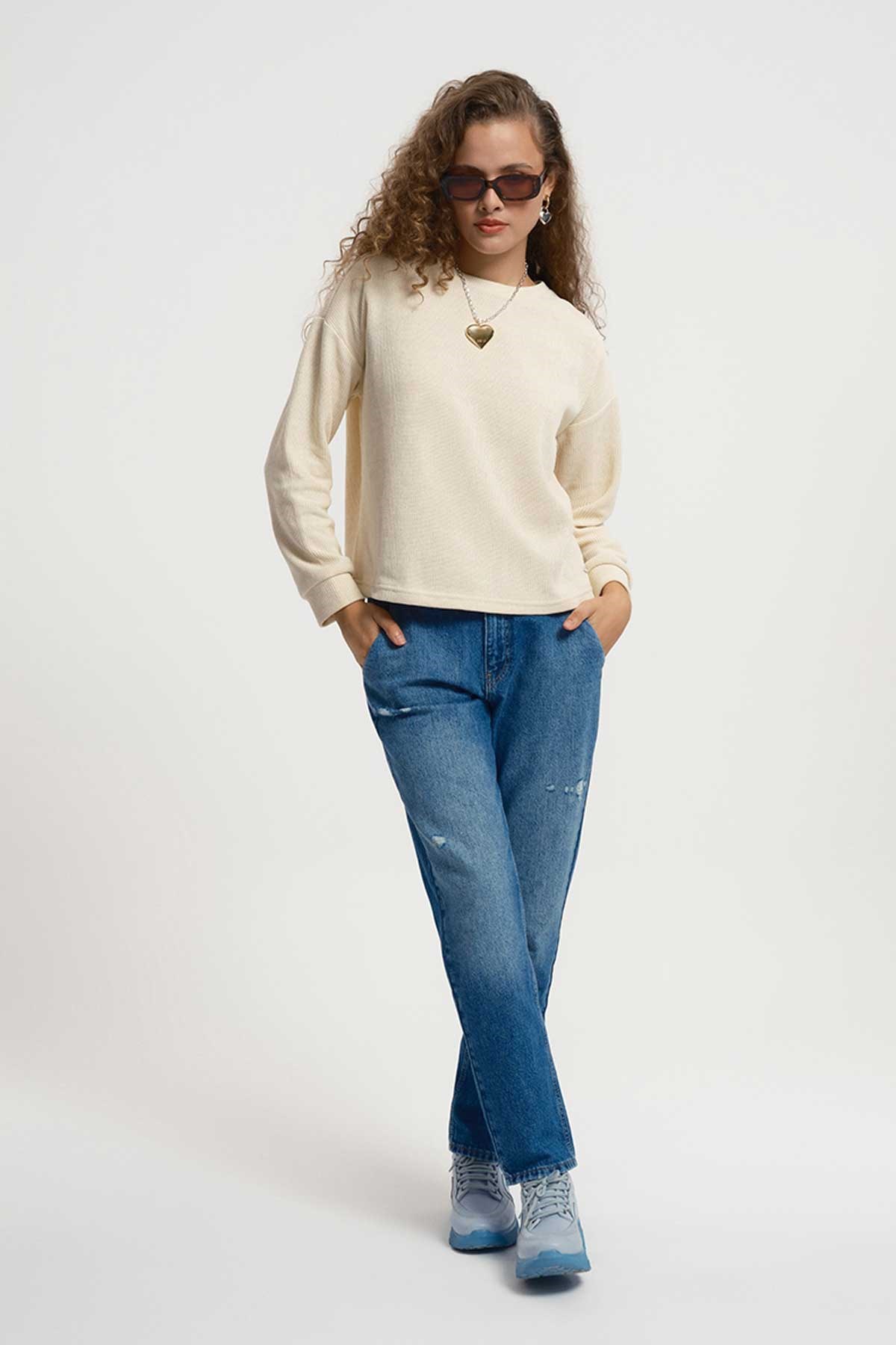 Loft Kadın Sweatshirt LF2033262 Ekru