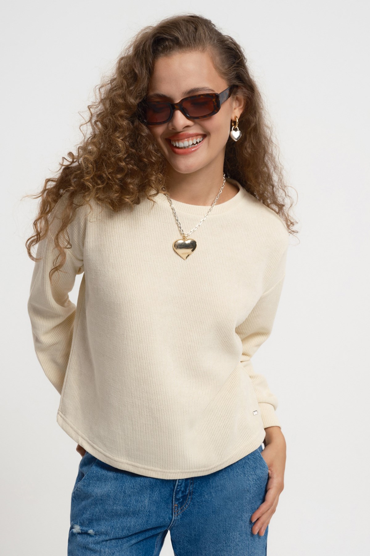 Loft Kadın Sweatshirt LF2033262 Ekru