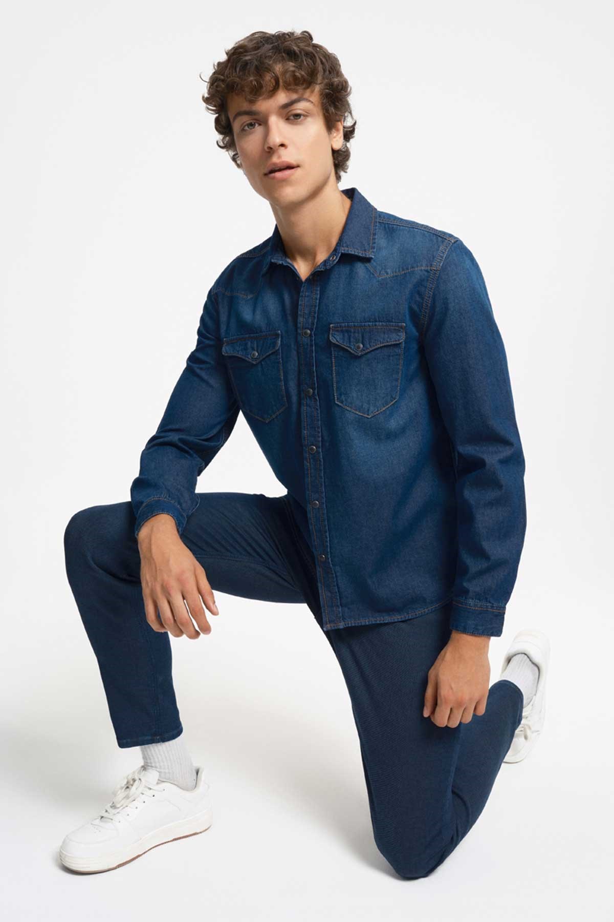 Loft Erkek Gömlek LF2033429 Mavi