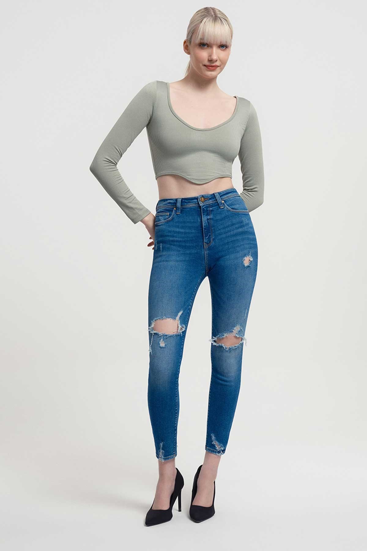 Loft Natalie Kadın Pantolon LF2034315 Mavi