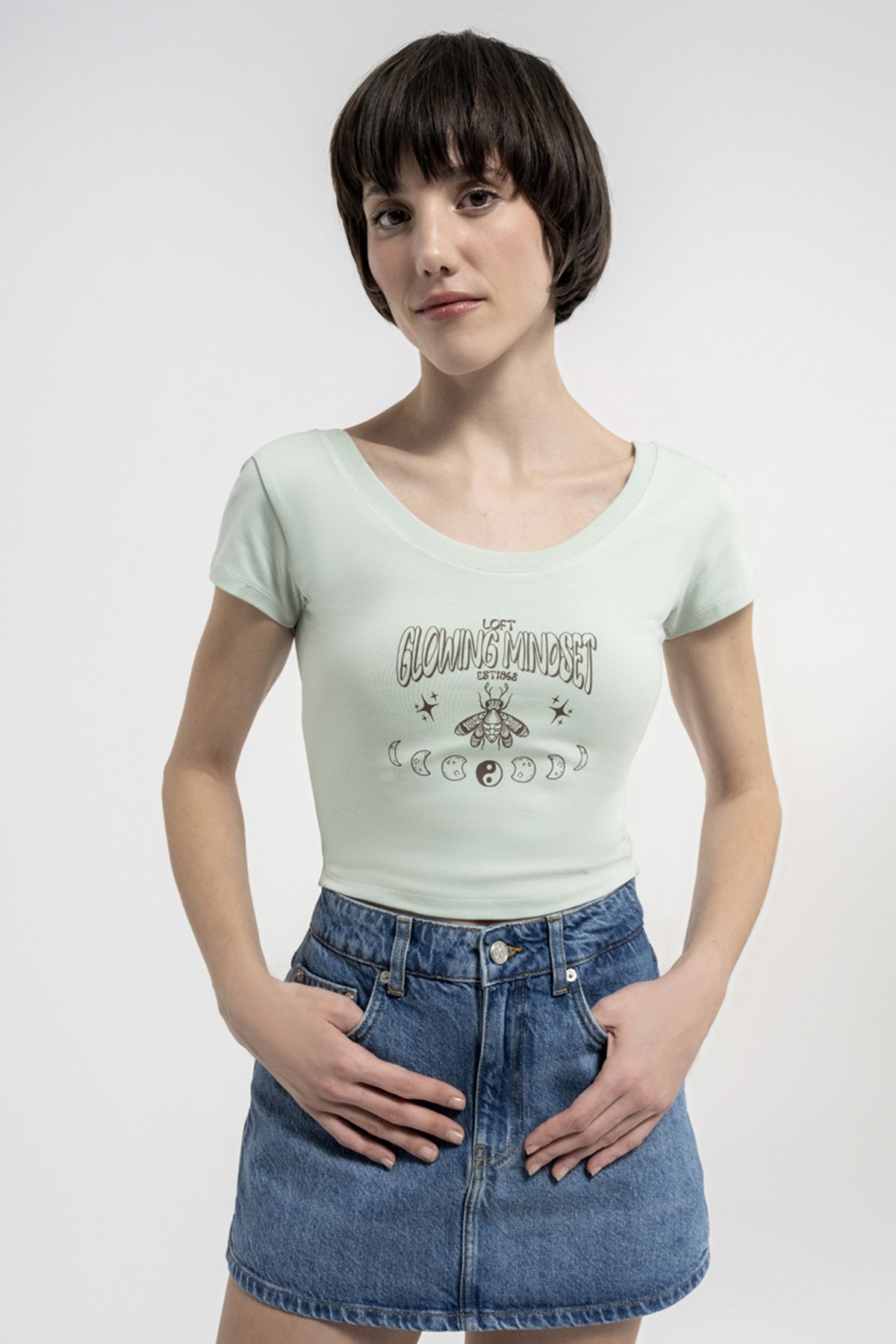 Loft Crop Kadın Tişört LF2035279 Yeşil