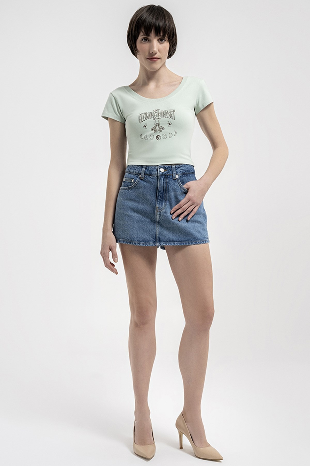 Loft Crop Kadın Tişört LF2035279 Yeşil