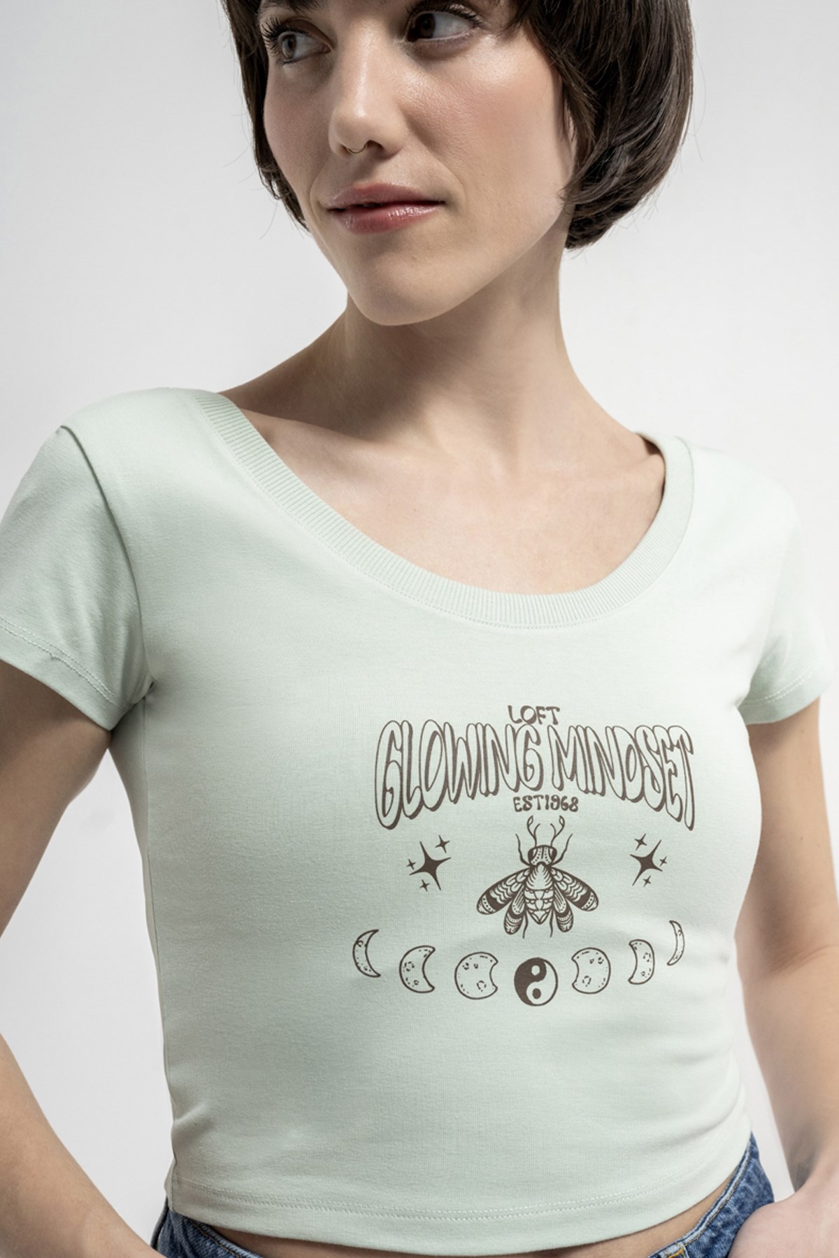 Loft Crop Kadın Tişört LF2035279 Yeşil