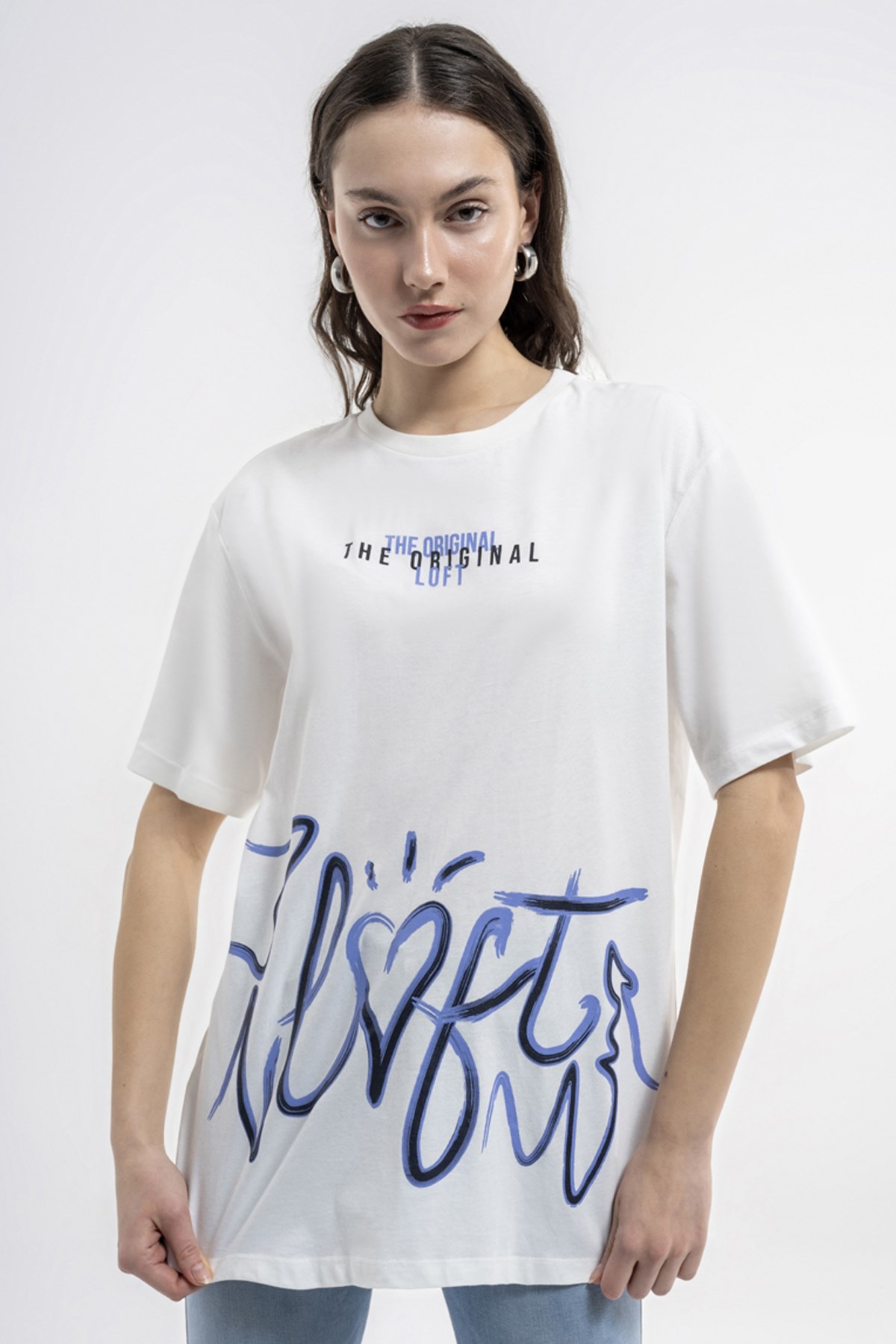 Loft Oversize Fit  Kadın Tişört LF2035322 Beyaz
