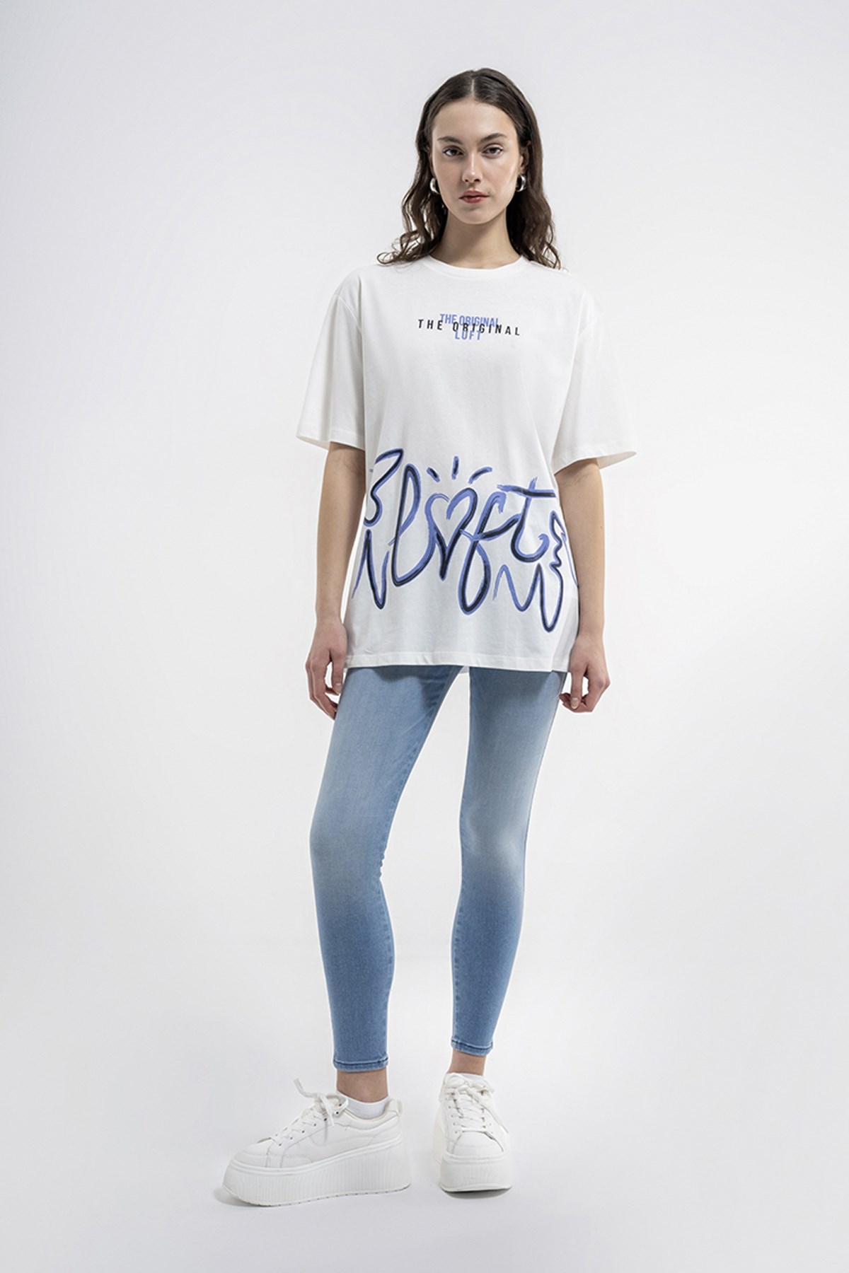 Loft Oversize Fit  Kadın Tişört LF2035322 Beyaz