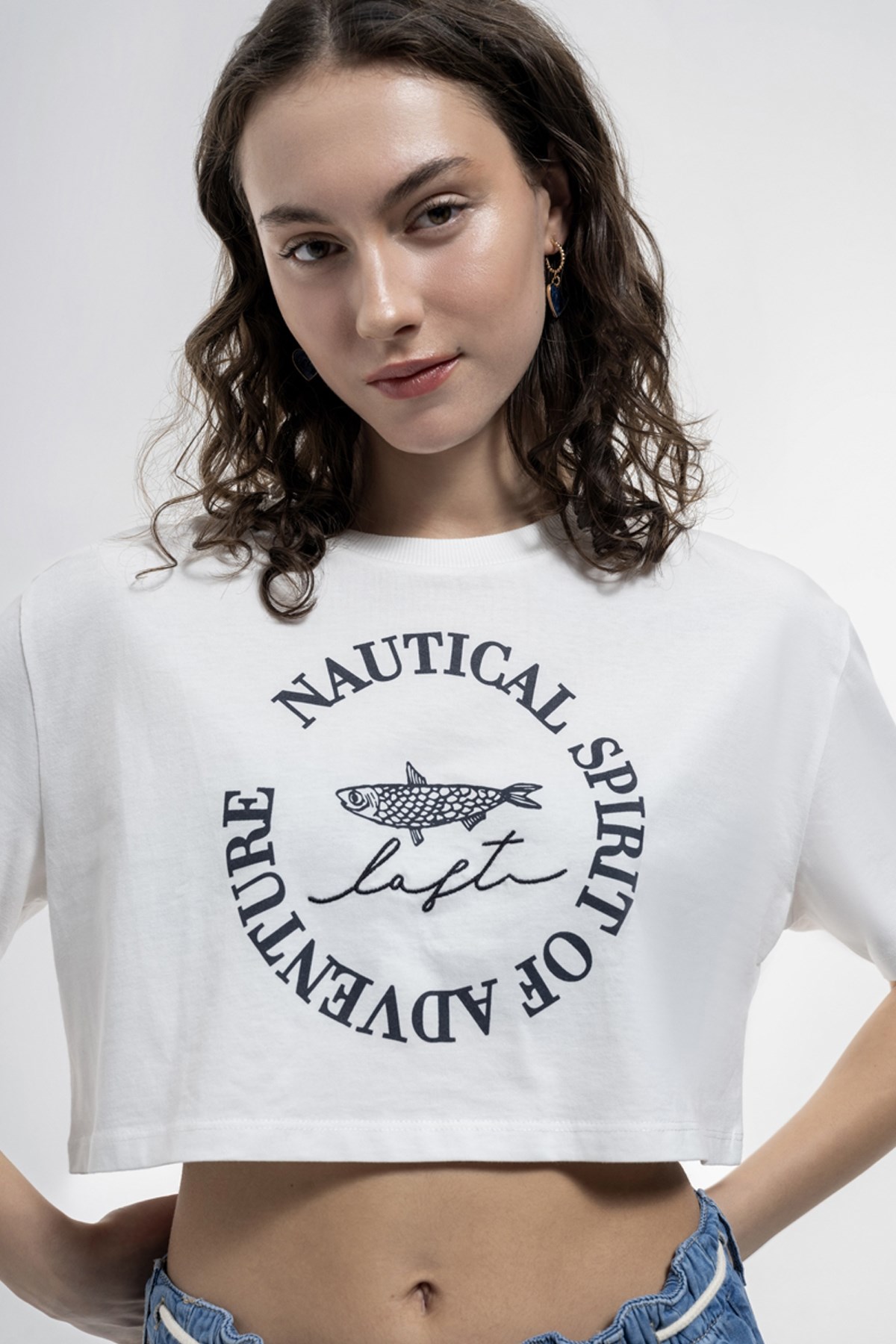 Loft Loose Crop Kadın Tişört LF2035323 Beyaz