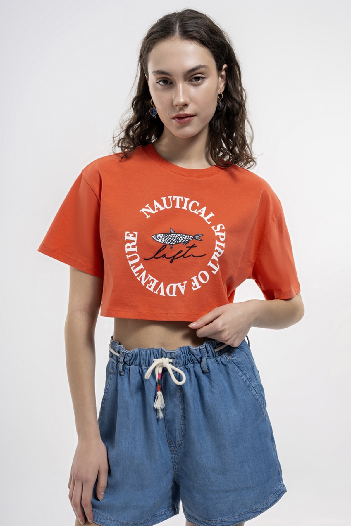 Loft Loose Crop Kadın Tişört LF2035323 Turuncu