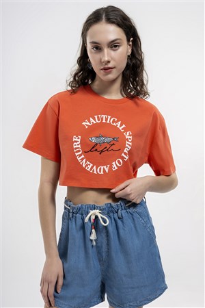 Loft Loose Crop Kadın Tişört LF2035323 Turuncu