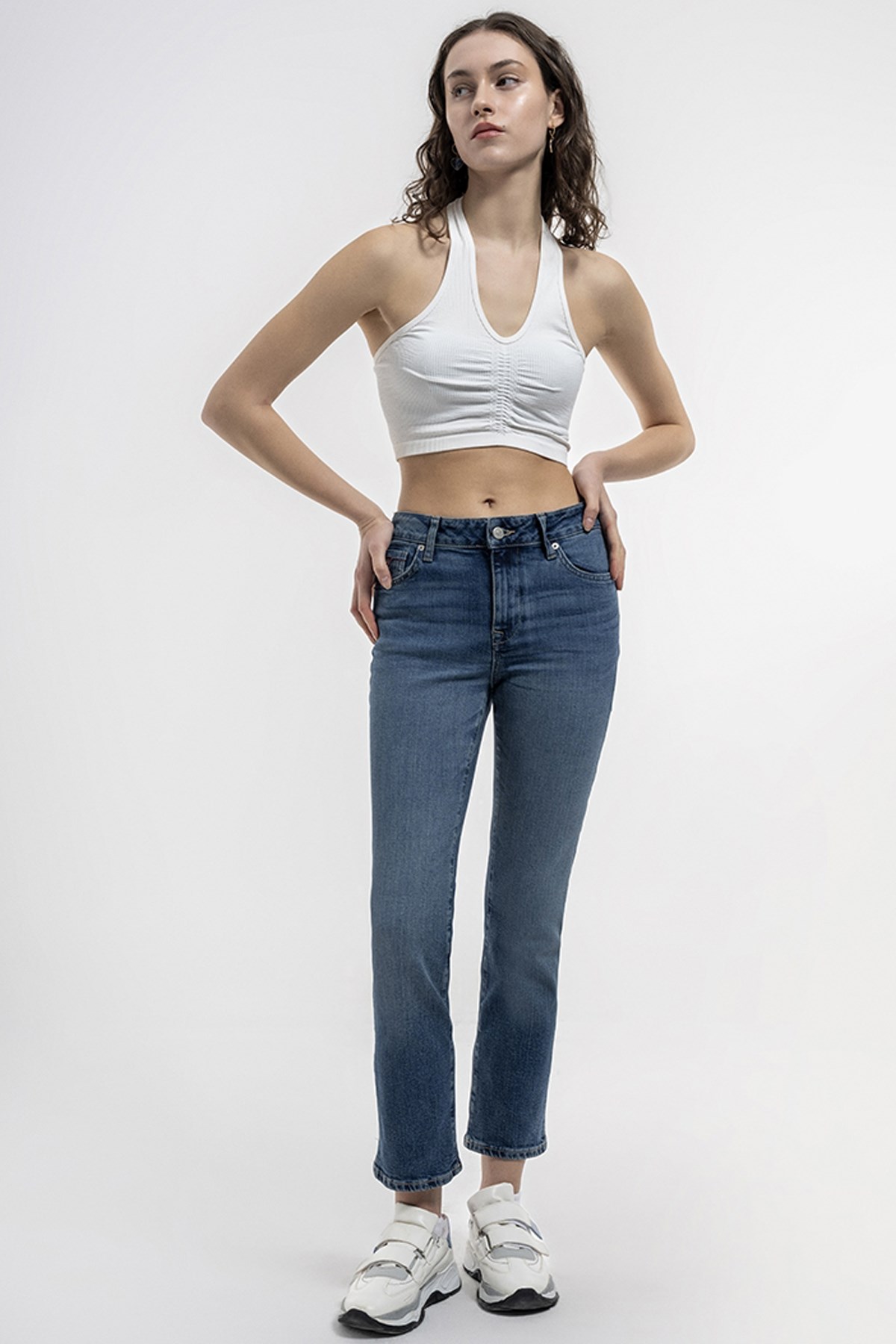 Loft Mom Slim Fit  Kadın Pantolon LF2036263 Mavi