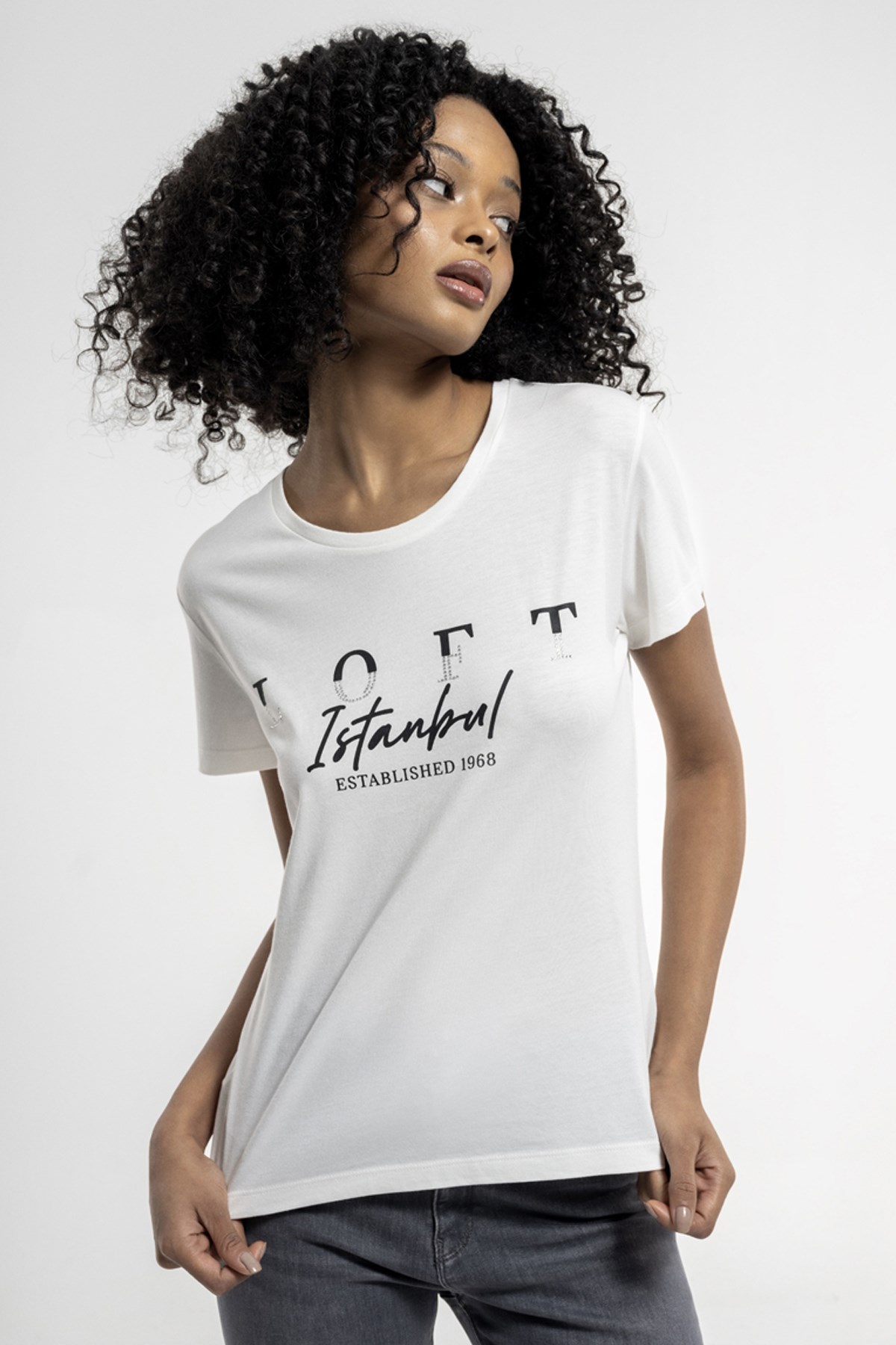 Loft Slim Fit Kadın Tişört LF2036534 Beyaz