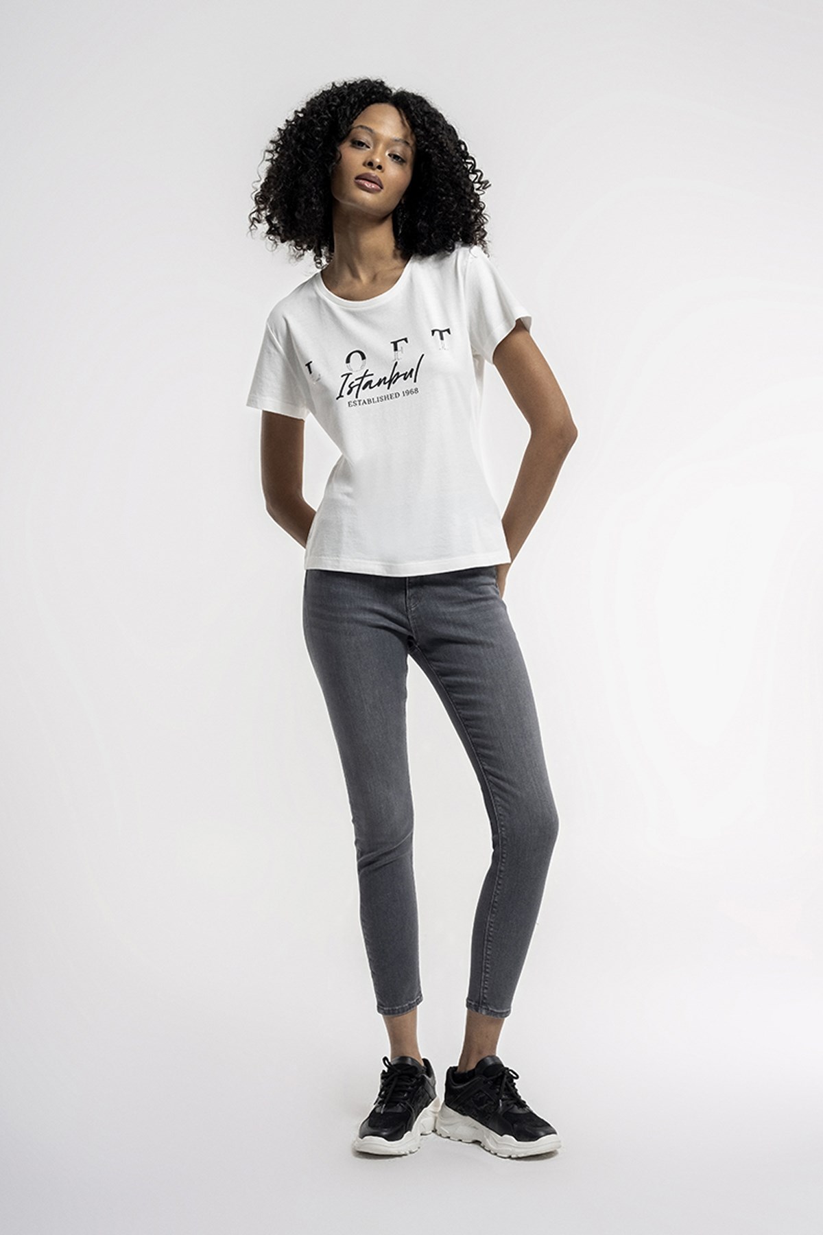 Loft Slim Fit Kadın Tişört LF2036534 Beyaz