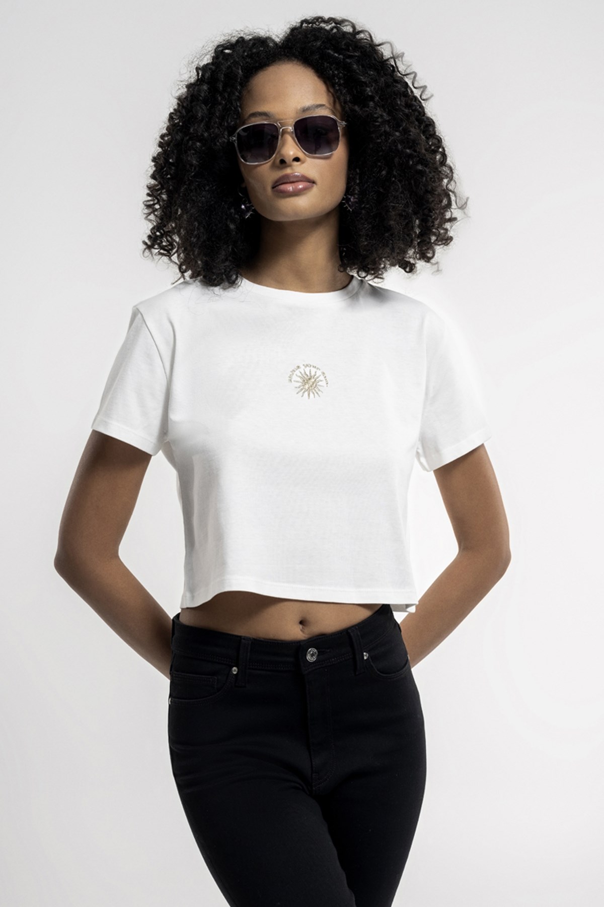 Loft Long Crop Kadın Tişört LF2036560 Beyaz